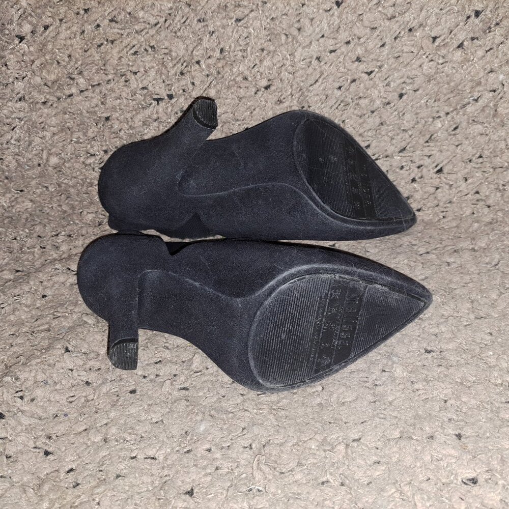 MELISSA-Drama-Black Flocked Jelly-Pointed Toe Heel Ankle Boots-Sz 8-Excellent - Picture 8 of 8